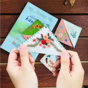 Bookmark vintage cá nhân hóa thêu tên theo yêu cầu, bookmark thêu tay vải nỉ kẹp đánh dấu trang sách phụ kiện thủ công quà lưu niệm đáng yêu