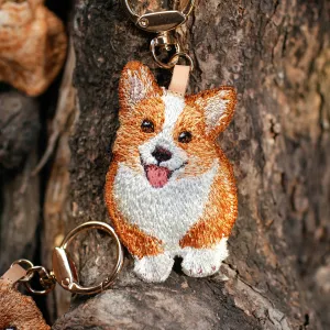 Charm corgi nhồi bông thêu tay nét đáng yêu cho món phụ kiện mỗi ngày, tag đeo túi ấn tượng móc khóa thêu tay độc đáo quà lưu niệm thủ công