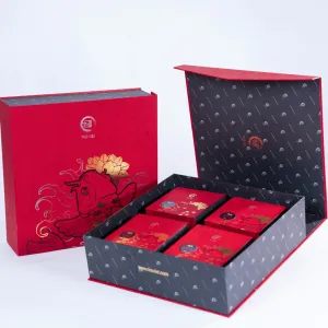 Hộp quà Trung Thu Thịnh Vượng trọn vị mùa trăng tròn, set quà bánh Trung Thu cao cấp và trà hộp quà sang trọng kèm túi đựng quà biếu Trung Thu