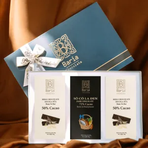 2 dark and 1 milk chocolate gift box perfect balance, pure chocolate combo Vung Tau chocolate specialty gift for lover healthy snack as Vietnamese gifts