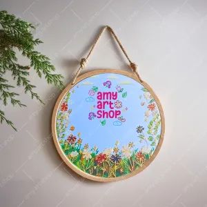 Gương vẽ tay nghệ thuật kèm tên theo yêu cầu kì diệu riêng, gương khung gỗ cao cấp quà cá nhân hóa