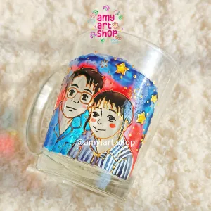 Ly thủy tinh có quai vẽ chân dung theo yêu cầu món quà không tìm được nơi khác, ly vẽ tay quà tặng cá nhân hóa sinh nhật sáng tạo cho bạn bè