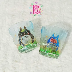 Hand-painted Ghibli character glass cup adorable world in your hands, premium glass cup unique hand-painted home decor as creative birthday gift