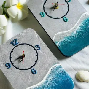 Personalized epoxy resin ocean wave desk clock waves overflowing with inspiration, desk clock home decoration housewarming gift as personalized gift