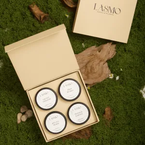 Lasmo scented candle gift set with 4×60g candles, premium fragrance paradise, elegant gift box, made with natural essential oils, sophisticated birthday present.Lasmo scented candle gift set with 4×60g candles, premium fragrance paradise, elegant gift box, made with natural essential oils, sophisticated birthday present.Lasmo scented candle gift set with 4×60g candles, premium fragrance paradise, elegant gift box, made with natural essential oils, sophisticated birthday present.
