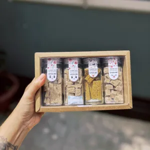 Set quà 4 hũ thảo mộc gừng nghệ đóng gói trải nghiệm ngon lành, quà tặng đặc sản Việt Nam thực phẩm tốt cho sức khỏe quà biếu tặng sức khỏe