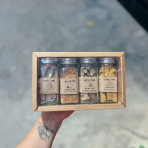 Set quà gừng nghệ 4 vị, đơn giản mà đủ đầy, mang tinh chất gừng nghệ cho gia đình - hộp quà sức khỏe, đặc sản Việt Nam, phù hợp làm quà trà bánh lành mạnh.