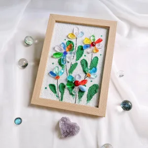 Khung tranh thủy tinh biển họa tiết hoa cỏ, mang vẻ đẹp tinh khiết đầy mê hoặc - tranh thủ công từ chất liệu biển, quà tân gia cao cấp, quà lưu niệm nghệ thuật.