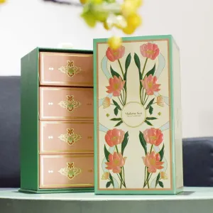 Melody Of Flowers Mid-Autumn gift box countless exclusive flavors, 4 vegetarian moon cakes gift box with bag as gift for partner family gift set