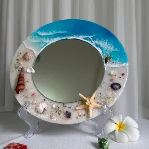 Gương sóng biển epoxy resin đính chữ theo yêu cầu sống động từ hơi thở, gương trang trí độc đáo thủ công quà tân gia cá nhân hóa