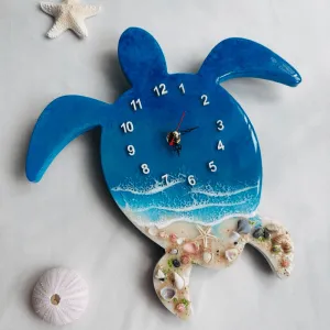 Đồng hồ treo tường Đàn Rùa epoxy resin, thủ công độc đáo, món quà tân gia ấn tượng, quà cho bé.