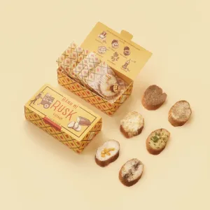 Bánh Mì Rusk Việt Nam với công thức riêng tạo nên hương vị đặc trưng, lát bánh mì giòn thơm mang vị ẩm thực Việt, đóng gói đẹp mắt, thích hợp làm quà tặng đặc sản hay quà lưu niệm Việt Nam.
