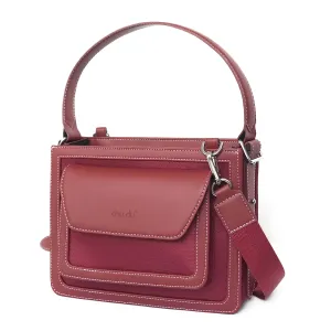 silence canvas and leather bag, convenient with many small compartments, fit a laptop, trendy fold-over flap, modern square shape