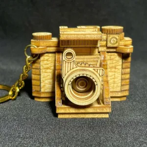 DIY Wooden Camera Model Keychain KC.ZI.SPIKT533.16, Compact & Intricate, Handmade Vietnamese Souvenir, Wooden Model, Handmade Gift For Friends