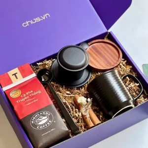 Hộp Quà Cà Phê "Vietnam Black", Trầm Lắng & Đậm Vị, Set Quà Cà Phê Đặc Sản Kèm Bộ Dụng Cụ Pha Chế, Quà Tặng Doanh Nghiệp, Quà Lưu Niệm Việt Nam