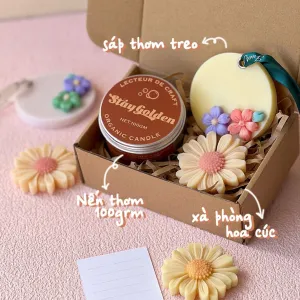 Set quà tặng hương thơm gồm xà phòng, sáp thơm và nến thơm mang lại cảm giác thư giãn nhẹ nhàng, là món quà 20/10 thủ công tinh tế dành cho phái đẹp.