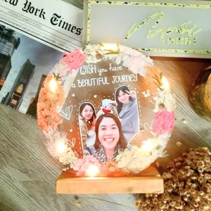 mẫu mix nhiều hoa, tranh hoa khô tròn, có thể điều chỉnh màu hoa và thông điệp, nhắn gửi thông điệp yêu thương, qùa tặng ý nghĩa