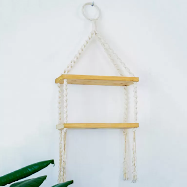 kệ treo tường 2 tầng macrame, phong cách châu âu cổ đại, thiết kế tối giản, độ chắc chắn cao, không bị mối mọt, chống ố vàng