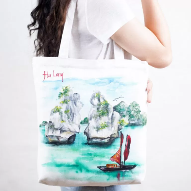 Túi Tote Vẽ Tay Địa Danh, quà lưu niệm Việt Nam, quà tặng Việt Nam, chusvn, chus, hanako shop
