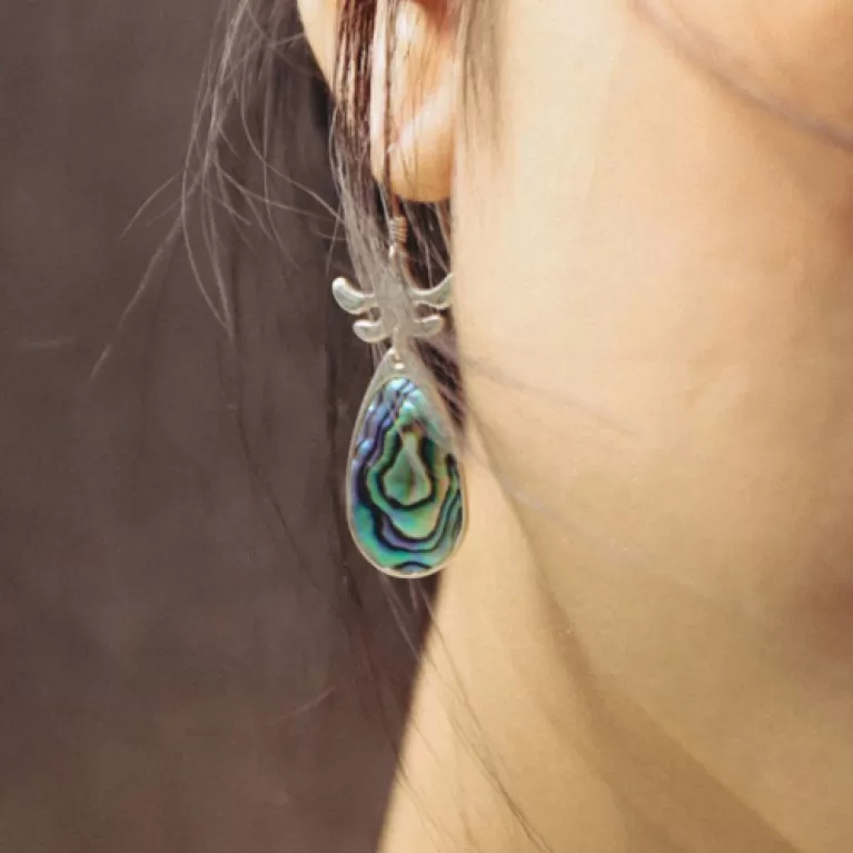 abalone shell earrings, soil light & soil heart collection, high-quality handmade jewelry, unique accessories, eye-catching design