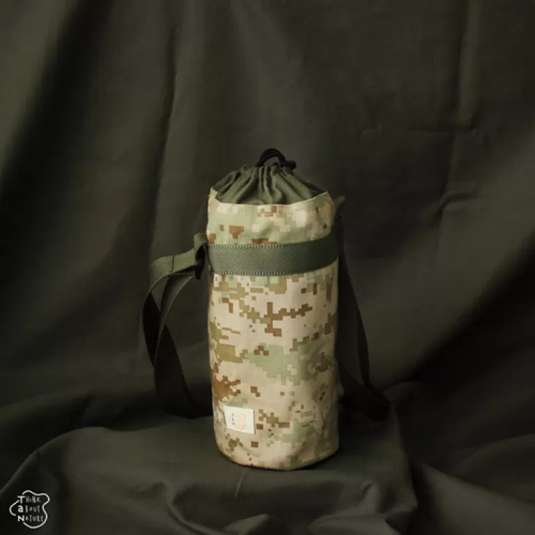 camouflage crossbody bottle holder, striped pattern, military style, compact and convenient design, gift for men