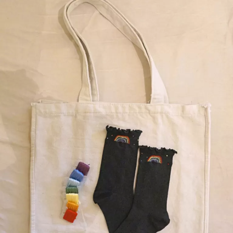 embroidered turtle neck socks, cute small embroidered socks, vintage-style embroidered socks, breathable cotton socks, gifts for friends