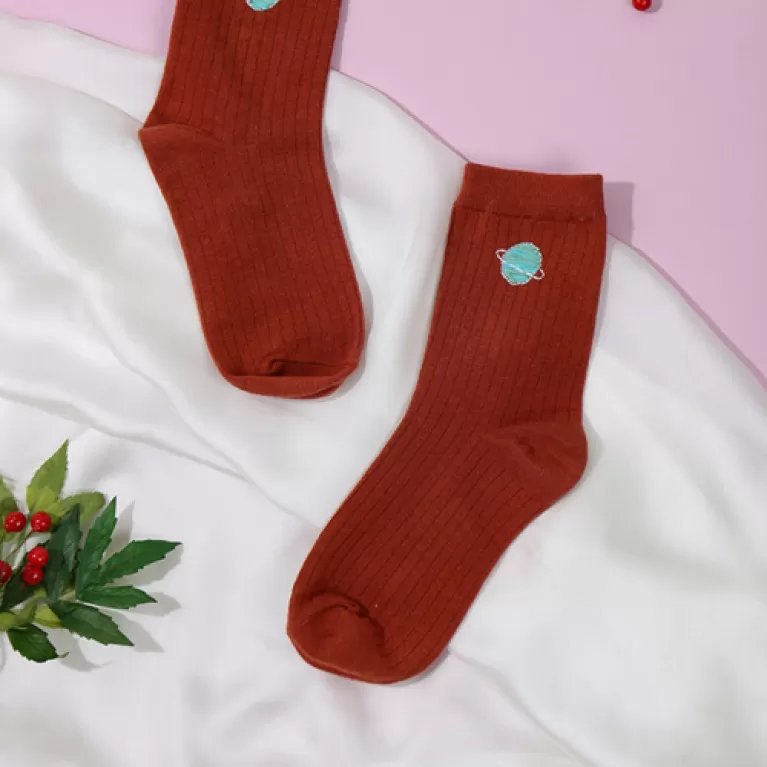 embroidered turtle neck socks, cute small embroidered socks, vintage-style embroidered socks, breathable cotton socks, gifts for friendsembroidered turtle neck socks, cute small embroidered socks, vintage-style embroidered socks, breathable cotton socks, gifts for friends