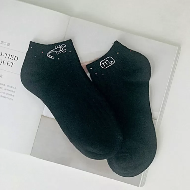 embroidered short socks, short socks with purple flowers, low-cuffed cotton socks, doll shoes socks, vintage socks, girlfriend gifts
