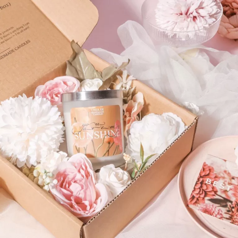 "For My Beloved" Scented Candle And Flower Gift Set, Love & Gratitude Gift Box, Valentine Gifts, Meaningful Gift For Her In Any Occasions