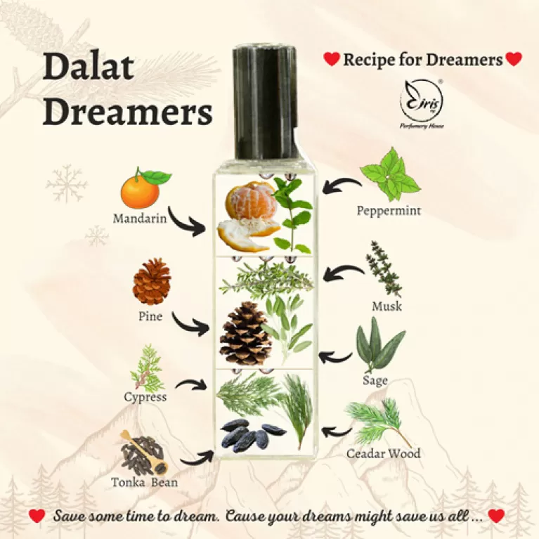 nước hoa đà lạt dreamers, nước hoa nội đia, nước hoa thủ công, tinh dầu tự nhiên, mùi thơm tươi mát, mùi hương gỗ lôi cuốn