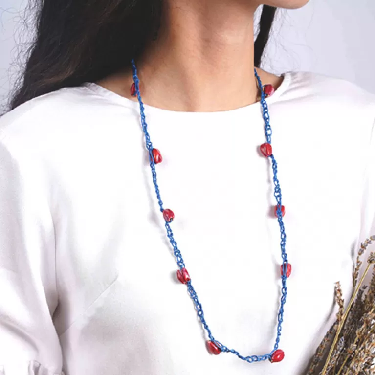 dây chuyền hạt gốm thủ công, phụ kiện handmade, thiết kế độc đáo, màu sắc trang nhã, phù hợp phối với trang phục đơn sắc