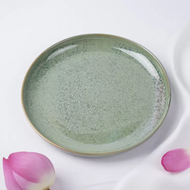 đĩa sứ tròn thuỵ điển, bst crystal green, gốm đông gia, chus