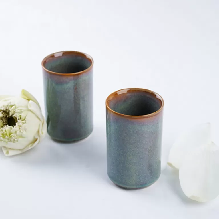 cốc trà sứ phong cách nhật, bst wattle green, gốm đông gia, chus