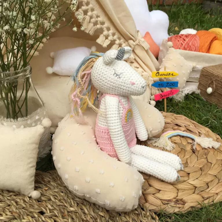 kỳ lân len nhồi bông lục lạc, thú bông bằng vải, gấu bông unicorn, kỳ lân len màu hồng, quà tặng cho bé