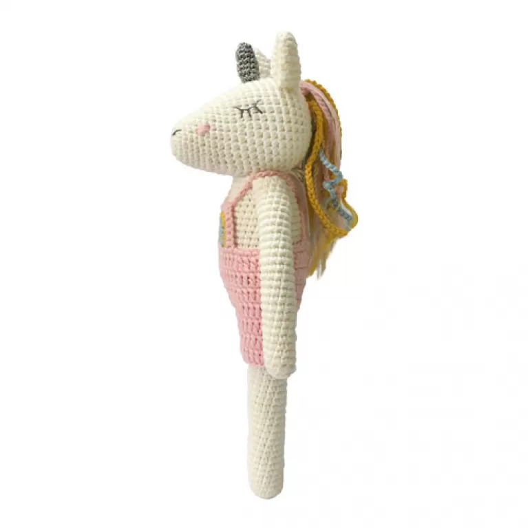 kỳ lân len nhồi bông lục lạc, thú bông bằng vải, gấu bông unicorn, kỳ lân len màu hồng, quà tặng cho bé