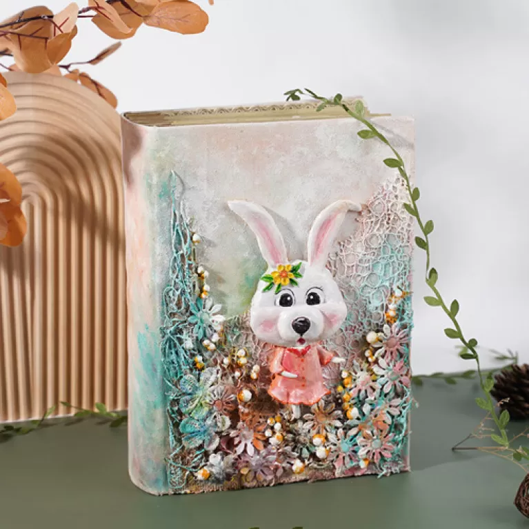 album ảnh thủ công thỏ (scrapbook), sổ trang trí thủ công, màu sắc tươi sáng, vẻ đẹp thần tiên, dùng lưu giữ hình ảnh