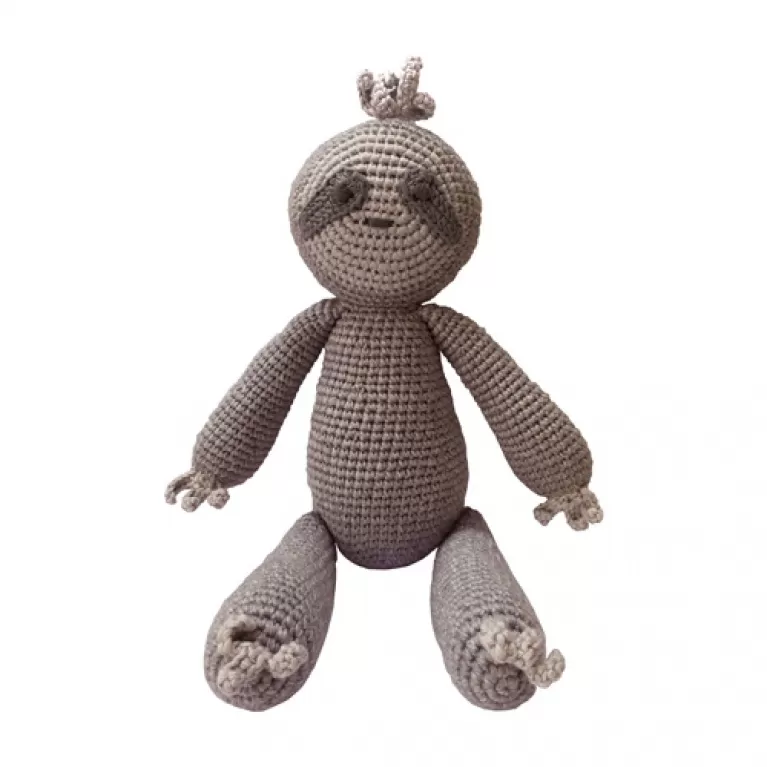 crochet sloth rattle toy, toy for kids, decorative toy, sloth plush with bells, bear hug for kids, woolen toy