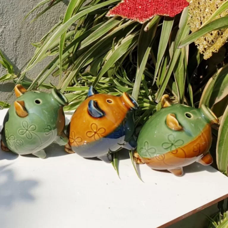 tượng heo/lợn con lớn gốm sành, hceramic, chus