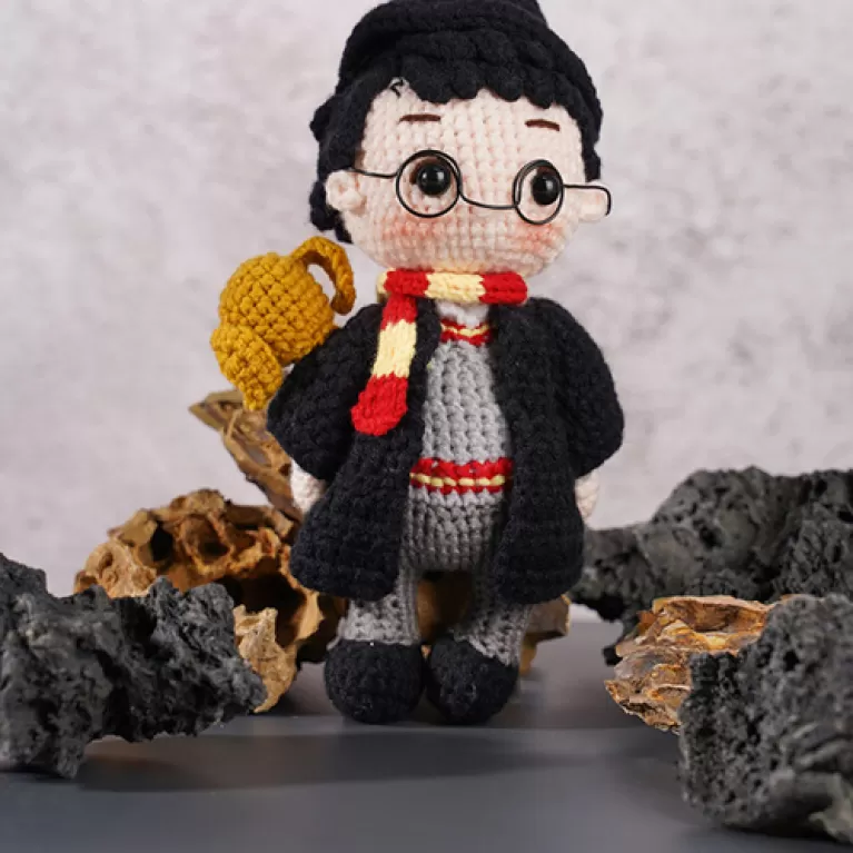 búp bê len harry potter, đồ chơi bằng len, búp bê len nhồi bông, thú bông harry potter, harry potter phiên bản len