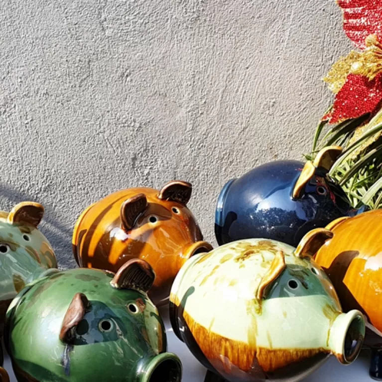 tượng heo/lợn bố gốm sành, hceramic, chus