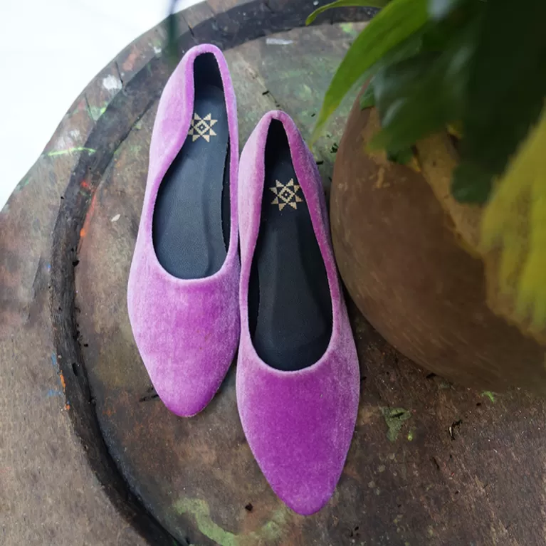 giày nhung cao gót 3cm màu tím, giày cao gót vải nhung, giày cao gót êm chân, phụ kiện thời trang vintage