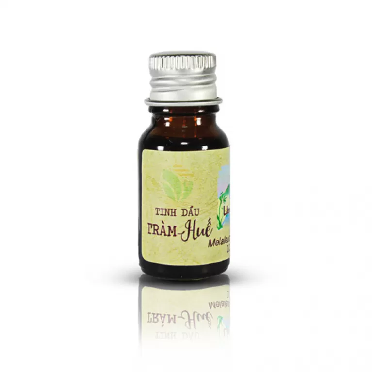 tinh dầu tràm huế, chống viêm nhiễm vết thương, làm ấm cơ thể, lành tính với người dùng, thành phần thiên nhiên, việt nam, saola, chus