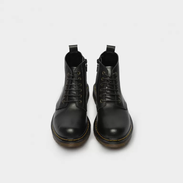 genuine leather lace up boots with zipper, thick sole, vintage leather shoes, high-quality men's leather shoes, men's office leather shoes