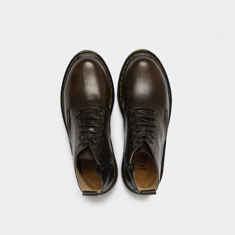 genuine leather lace up boots with zipper, thick sole, vintage leather shoes, high-quality men's leather shoes, men's office leather shoes