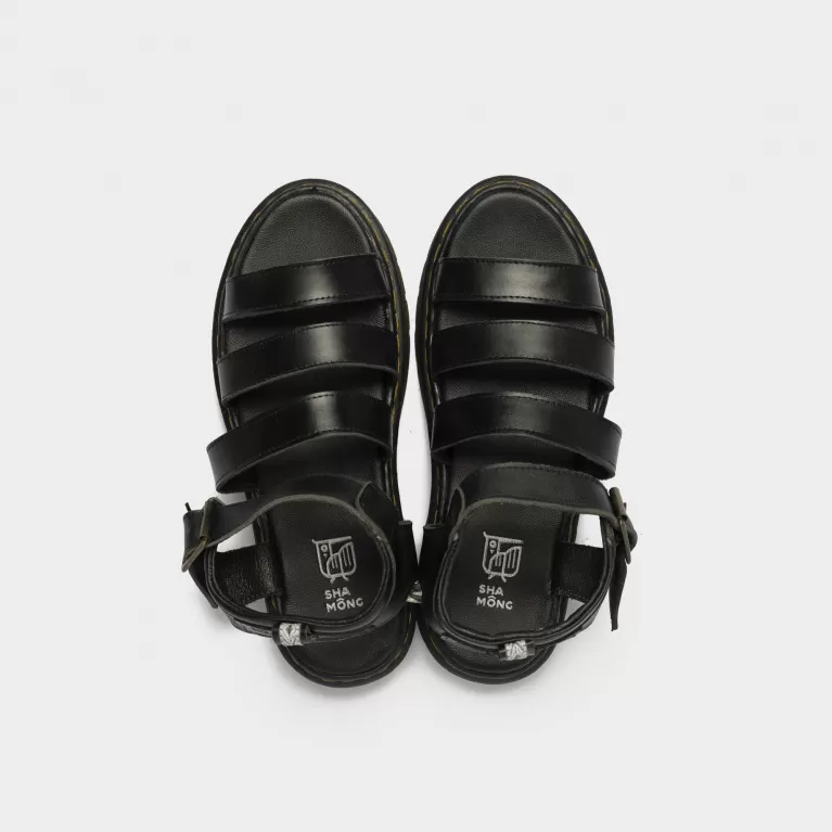 genuine leather triple-strap sandals, horizontal strap sandals, genuine cowhide leather sandals, triple strap sandals