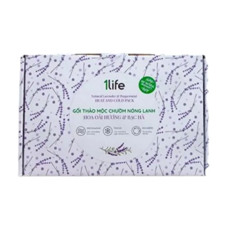 gối thảo mộc oải hương và bạc hà, gối thảo mộc chườm nóng lạnh, gối thảo mộc lavender, gối chườm đa năng