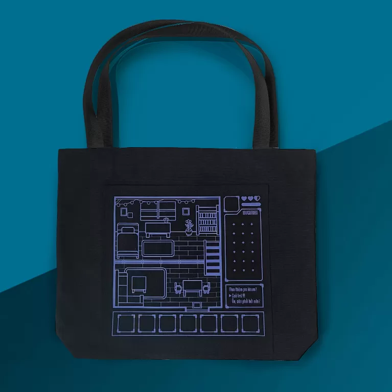 túi tote linen thiết kế độc quyền, thiết kế trẻ trung, đường may chắc chắn, hoạ tiết độc quyền, chất liệu vải bền bỉ