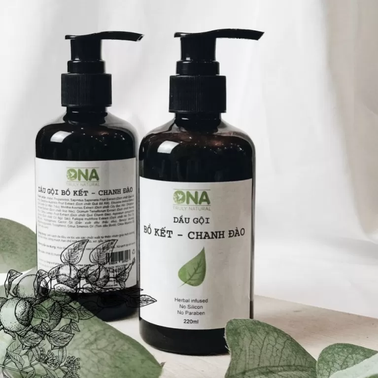 dầu gội thiên nhiên bồ kết, chanh đào từ thiên nhiên, bồ kết kích thích mọc tóc, hương thơm dễ chịu, tỉ lệ thành phần chuẩn, việt nam, onatree, vietnamese cosmetics, chus