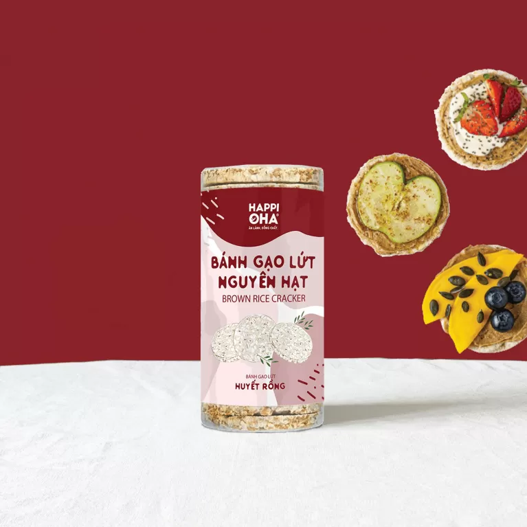 bánh gạo lứt nguyên hạt, món ăn vặt ít calo, tốt cho sức khỏe, bánh ăn khi giảm cân, bánh ăn chay bổ dưỡng