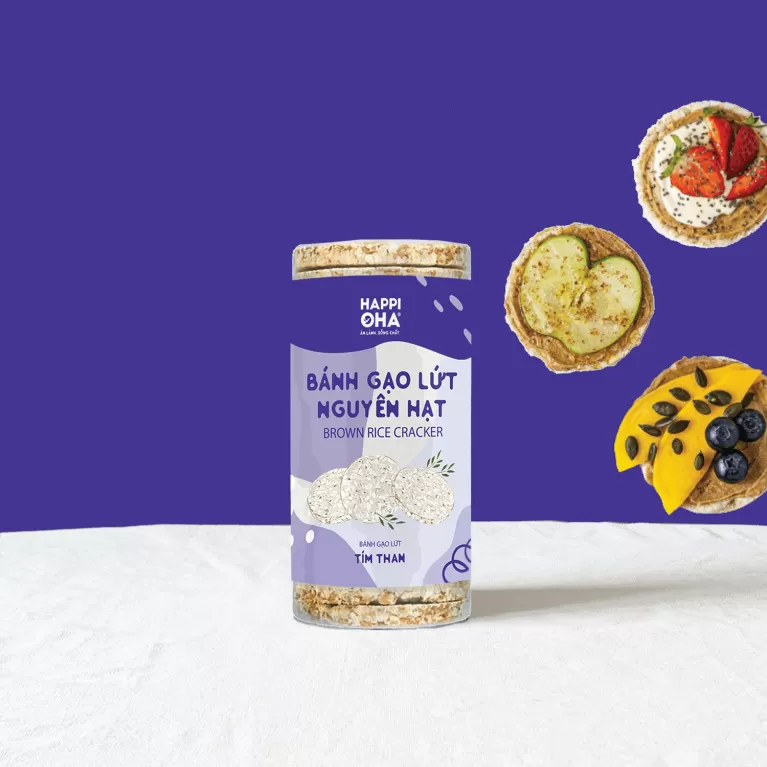 bánh gạo lứt nguyên hạt, món ăn vặt ít calo, tốt cho sức khỏe, bánh ăn khi giảm cân, bánh ăn chay bổ dưỡng